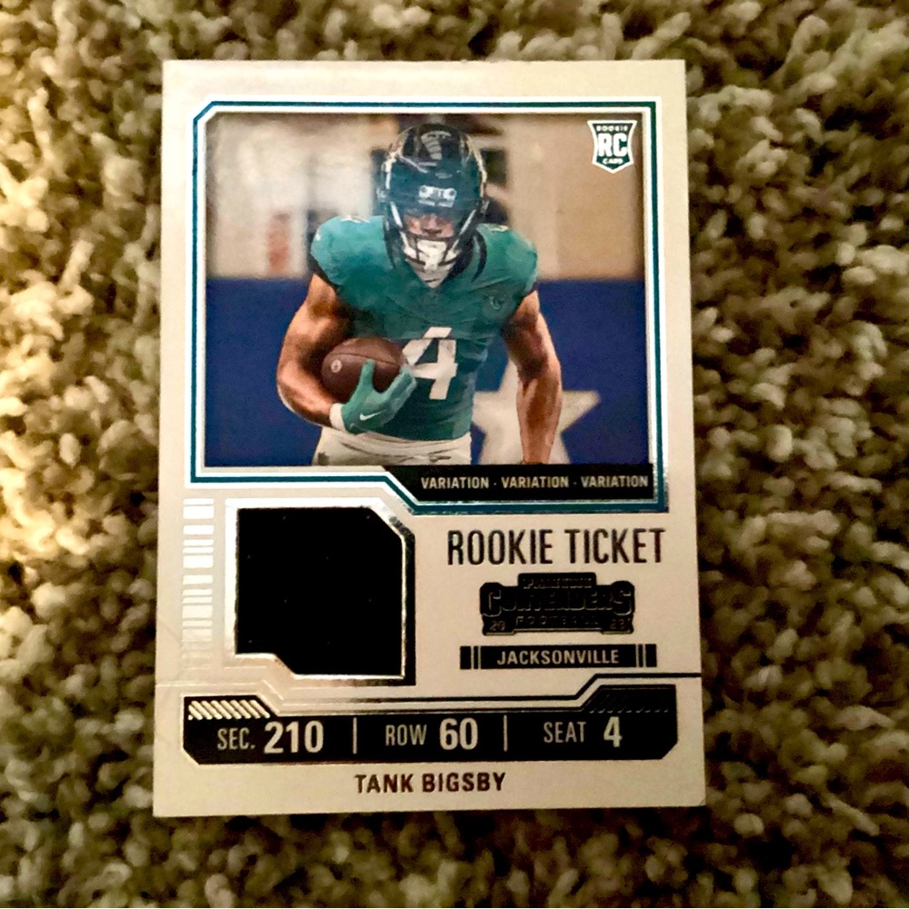 Tank Bigsby Rookie Ticket patch Football Card